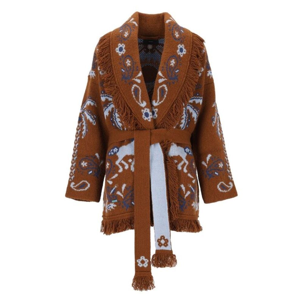 Alanui Women Island Roots Embroidered Wool Blend Cardigan